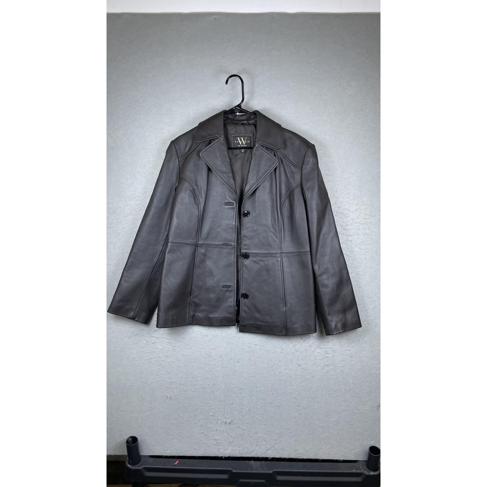 W New York By Winlit‎ Jacket Womens XL Brown Leather 3 Button Blazer Coat
